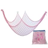 Fischnetz mit Muscheln, Strandthema, Wandbehang für Meerjungfrauen-Party-Dekorationen, Geburtstagsparty-Zubehör, Pirat für Höhle, Kostüm-Requisite, Muschel-Wanddekoration (rosa)