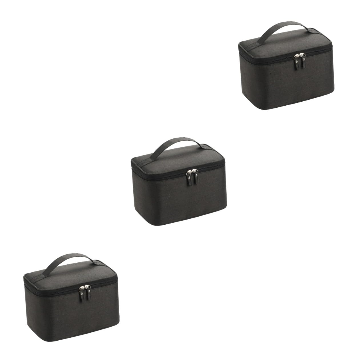 Ipetboom 3pezzi Borsa Cosmetica Da Viaggio Organizer Portatile Per Make-up e Necessità Da Toilette Design Elegante e Compatto Adatta Per Donne e Viaggi Nero Opaco