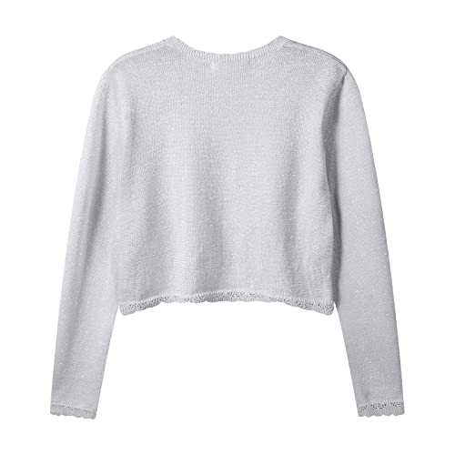 Image of Girls Cardigan Bolero Ruffle Open Front Button Cover-Up 3-12Y