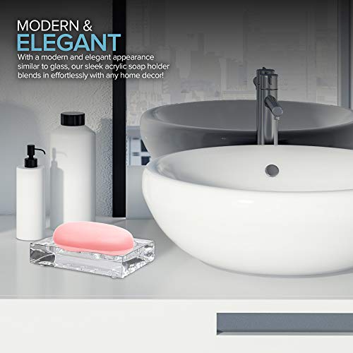 Modern Innovations 4003 Acrylic Soap Dish - Shatterproof Clear Plastic Soap Dish – Crystal Clear Soap Dish For Bar Soap Holder, Sponge Holder, Or Small Bathroom Tray In Showers thumb #4