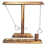 Ring Toss Hook und Ring Indoor, Tischplatten-Ringwurfspiele, Interaktives Spielen Game, Ringwurfspiel aus Holz, Party Spiel für Family,Haken-Ring-Wurfspiel