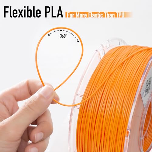 Image of YXPOLYER Flexible PLA Soft Food-Grade Flex PLA Pro 3D Printer Filament for Printing Halloween Costumes Mask for Adult and Kids, Bouncy Airless Basketball, High-Elastic Pet Toys 1.75mm 1KG Orange