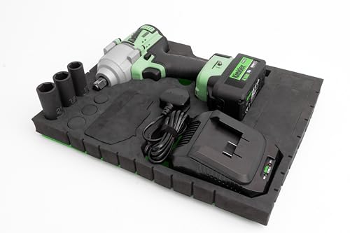 Kielder KWT-180-81 TYPE18 18v Brushless Cordless 1/2" 850Nm Mid Torque Impact Wrench Kit, 1 x 4.0Ah Li-Ion TYPE18 Battery, Charger, 3 x Impact Sockets & Eco Case with EVA Foam Insert