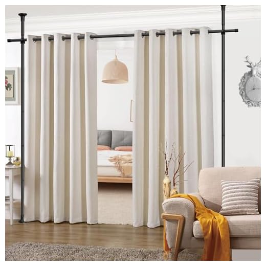 FLY HAWK Room divider curtain rod，Anywhere Expandable Room Divider, Tension Curtain Rod, Damage Free Freestanding Vertical Tension Stand, maximum extension W:70inch H:125inch (Black)