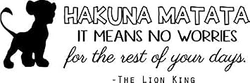 Vinyl Wall Lettering Art The Lion King Movie Quotes Decoration Young Simba Character Design 20" x 30" Kids Bedroom Home Wall Decal - Hakuna Matata It Means No Worries for The Rest of Your Days