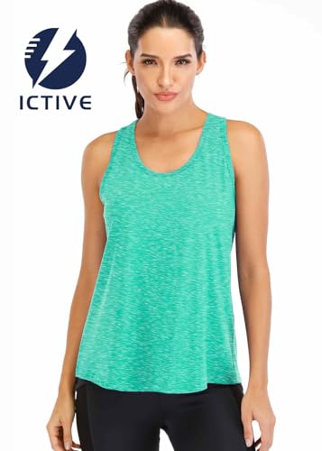 Image of ICTIVE Workout Tops for Women Loose Fit Racerback Mesh Backless Muscle Tank Running Shirts