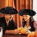 Xeehwb Black Pirate-Hat,Women Tricorn Leather Hat,Men Vintage Wrinkle Pirate Hat for Halloween Party Costume Accessories