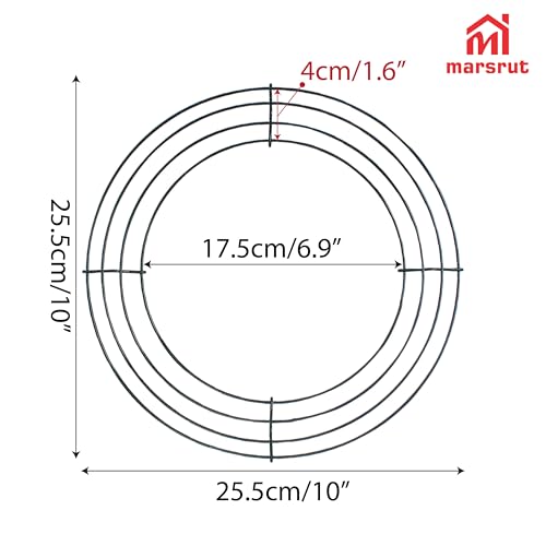 10PCS 10 Inch Wire Wreath Frame Round Form, Metal Wired Rings for Craft and DIY Base, Floral Decor for Outdoor Front Door, Christmas, Wedding, Home Party and New Year Celebration Supplies (Dark Green)