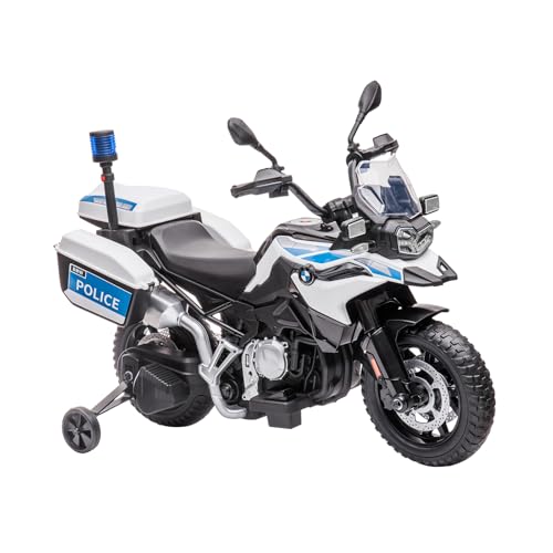 12V Kids Motorcycle, BMW Licensed Electric Police Motorcycle with Training Wheels, 2 Storage Boxes, Music, Warning Lights & Headlights, Ride on Motorbike for Boys Girls by Patikuin - Used condition - Image 9