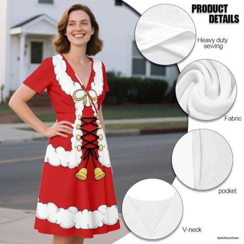Image of Women's Summer Dresses Short Sleeve Formal Dresses with Pockets | Lightweight polyester fabric delivers cool airflow during hot summer outdoor activities