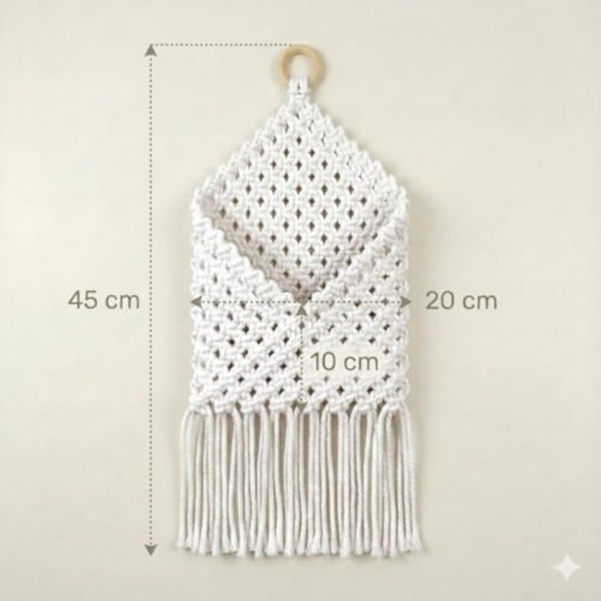 Macrame Wall Hanging Pocket, Handwoven Cotton Boho Organizer