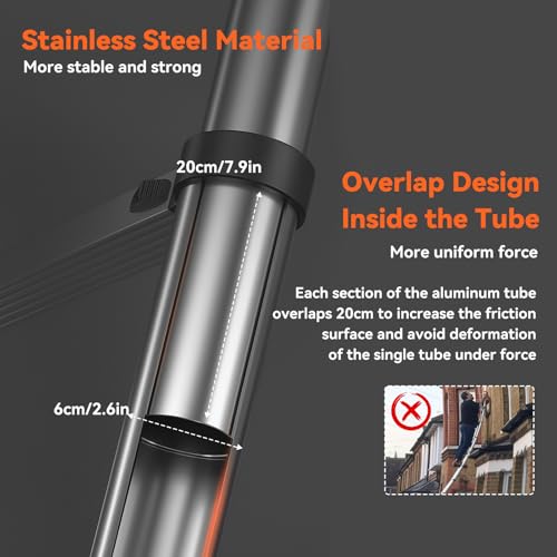 3.5M Telescopic Ladder 11.5FT, with Balance Bar anti-tilt High-Strength Stainless steel Anti-bending Extendable ladders, Non-Slip Feet Adjustable Height Portable for outdoors and Interiors, EN131 3 3.5M Telescopic Ladder 11.5FT, with Balance Bar anti-tilt High-Strength Stainless steel Anti-bending Extendable ladders, Non-Slip Feet Adjustable Height Portable for outdoors and Interiors, EN131 - Image 3