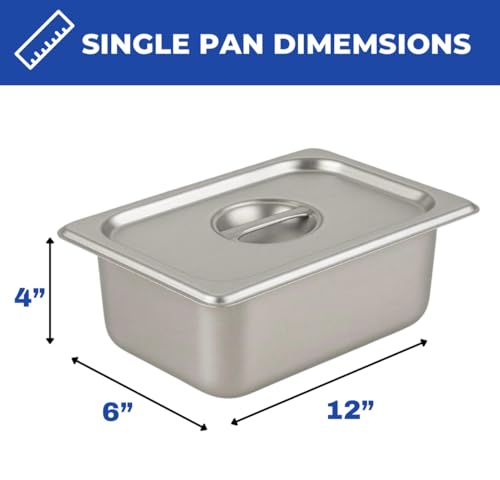 5 Pan Steam Table Food Warmer Cart | Heavy Duty Commercial Stainless Steel | Portable 4 Wheels | Outdoor Propane | 3 Condiment Containers | 8 Total Standard 1/3 Pans (12” x 6” x 4”) | CSA Approved | Catering, Home, and Backyard Use - Thumbnail 3
