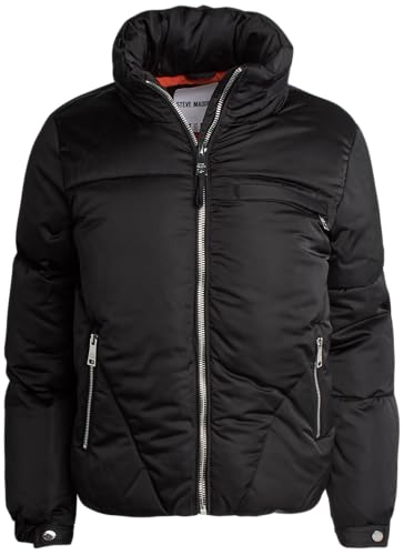 Steve Madden Women's Cropped Puffer Jacket - Quilted Winter Coat with Packable Hood - Cozy Outerwear Jacket for Women (S-XL)