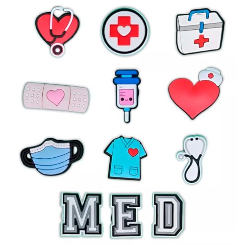Pins Compatíveis com Crocs Botons Medicina Decoração Sortidos Kit 7