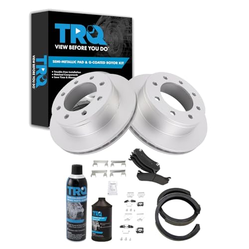 Image of TRQ Rear Brake Pad & Rotor Kit Semi-Metallic Compatible with 2004 Chevrolet Silverado 2500 2004-2005 Silverado 2500 HD 2003-2005 Suburban 2500 GMC Sierra 2500 Sierra 2500 HD