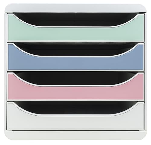 Exacompta - Réf. 310303D - BIG BOX Autentik - Caisson 4 tiroirs pour document A4 + - Dimensions extérieures : Prof. 34,7 x Largeur 27,8 x Hauteur 26,7 cm - Assortis