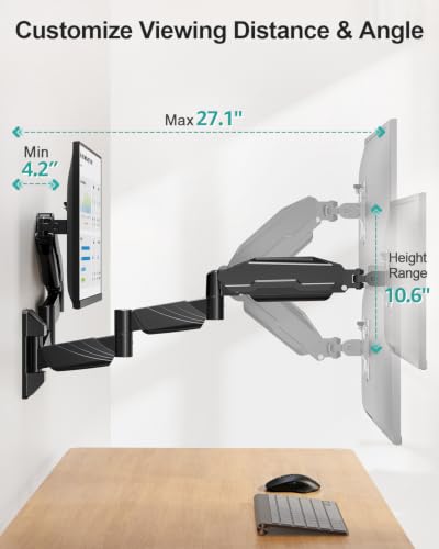 Image of MOUNT PRO Long Arm Dual Monitor Wall Mount for Max 32 inch Screens, Max 17.6lbs