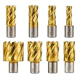 ZGYBDH Punta da trapano cava HSS svasatore 12-42mm Punta da trapano con rivestimento TiN per taglio di metalli Punta da trapano magnetica con codolo Weldon Taglierina anulare 1 pz (Colore : 19x35mm)