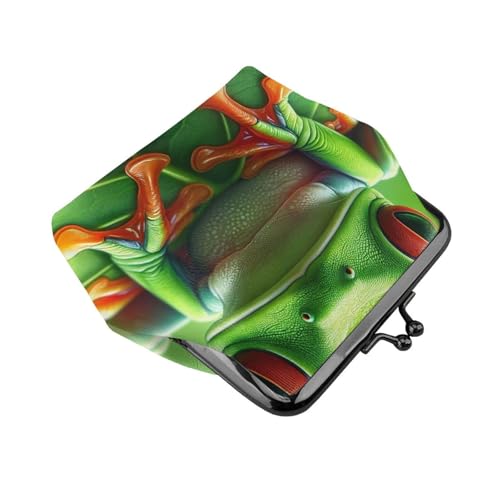 Pu Leather Buckle Coin Purse Puerto-Rico-Tree-Frog-Leaves Girls Kiss-Lock Change Purse Wallets3