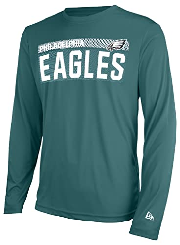 New Era mens NFL Measured Dri-Tek Long Sleeve Pro Football Tagless T-Shirt Philadelphia Eagles Green XX-Large