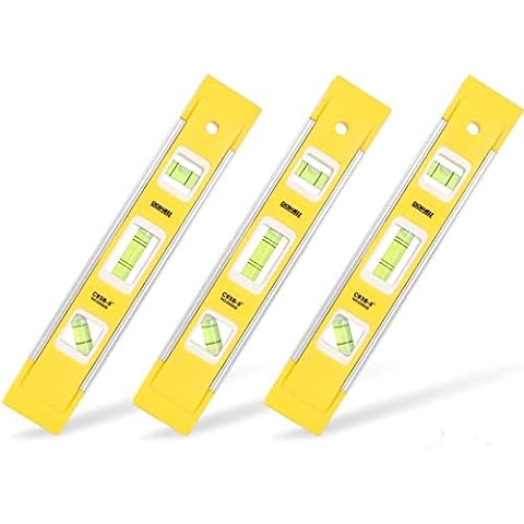 DOWELL 9 Inch Magnetic Box Level Torpedo Level(3PCS),3 Different Bubbles/45°/90°/180°Measuring Shock Resistant Torpedo Level Cover