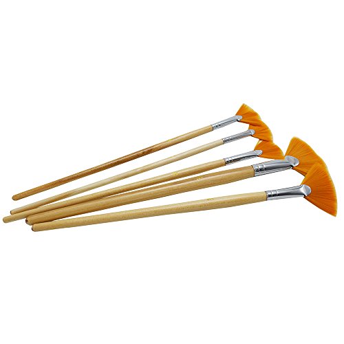 Set de 5 Pinceles con Cerdas de Nylon en Forma de Abanico y Mango Corto de Madera para Pintura y Dibujo miniatura 5