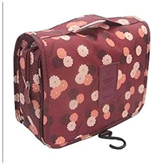 حقيبة أدوات الزينة متعددة الوظائف مستحضرات التجميل ماكياج المحمولة السفر للماء معلقة منظم للنساء الفتيات البوليستر احمر