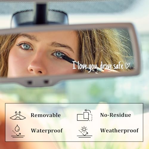 Image of I Love You Drive Safe Mirror Stickers, 3 Pcs Cute Car Stickers for Women, Vinyl Waterproof Car Decals for Rearview Mirror Window Windshield, Funny Love Sticker for Auto Accessories (Black&White)
