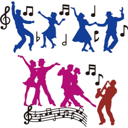 DELORIGIN 6 Styles Music Jazz Dance Cutting Dies Card Making Dancer Musical Notes Die Cut Carbon Steel Die Cuts Stencils Card Scrapbooking Embossing Template Dies for DIY Paper Craft Albums Gift Decor