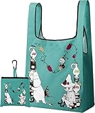 [Hoyoiun] エコバッグ 折畳み エコバック 可愛い キャラクター えこばっく 大きめ 大容量 メンズ レディース 折りたたみ おしゃれ かわいい 軽量 防水 カラビナ付き