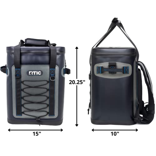 Rtic Backpack Cooler 30 Can, Insulated Portable Soft Cooler Bag Waterproof For Ice, Lunch, Beach, Drink, Beverage, Travel, Camping, Picnic, Car, Hiking, Blue/Grey #TOP4