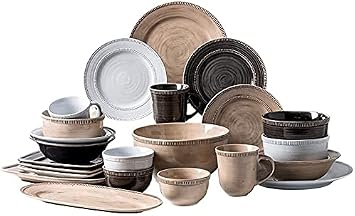 Porcelain Dinnerware Sets Plates and Bowls Sets Retro American Porcelain Tableware Set with Plates Bowls and Dish,Ceramic Dinner Set for Home Kitchen and Dinning