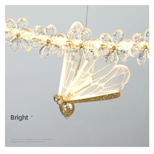 Lustre de LED de anel de cristal moderno compatível com sala de estar, mesa de jantar, ilha de cozin
