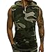 Sweat à capuche pour homme Workout Débardeur Gym Fitness Muscle Fitness Muscle sans manches avec capuche pour homme Camo Gym T-shirts Muscle Bodybuilding Zip Tank Tops, vert, XL