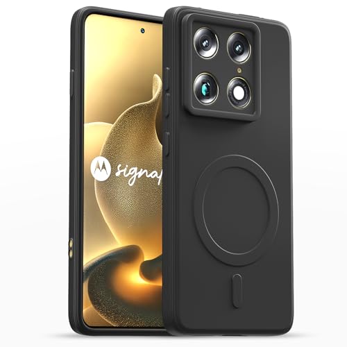 Image of Pikkme Back Cover for Motorola Moto Signature 5G Soft Matte Silicone Mag-Safe Design (Mag-Safe Not Support) Camera Protection | Slim Fit Bumper Cover (Black)