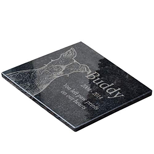 Personalized Granite Stone - Add Your Own Text and Artwork. Can Be Used as a Memorial, Garden Stone, Dedication Sign, Directional Sign, or Sympathy Gift (8 x 6 x 0.4)