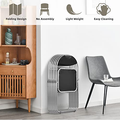 Giantex 6 Pack Steel Folding Chairs Set With Padded Seats And Carrying Handle For Desks Home Office Waiting Room Guest Reception Party Poker Stackable Conference Chairs, Black #TOP5