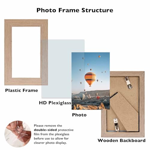 Image of JCJMY 3x5 Picture Frame for Tabletop, 3 x 5 Photo Frame with Shatter Resistant Plexiglass, Sturdy 3 by 5 Poster Frame, Rustic Brown