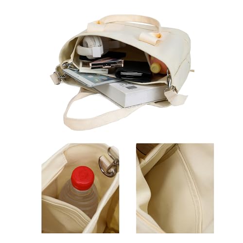 Bolso tote de lona para mujer de 2E-youth, gran capacidad, múltiples bolsillos, bandolera y tipo satchel miniatura 7