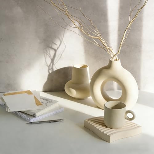 Bandeja decorativa de madera uxcell ondulada para mesa de centro 7