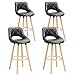 WOLTU 4 X Tabourets de Bar Tabouret de comptoir Assise en Similcuir Pieds en Bois Massif,Noir BH111sz-4