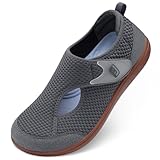 JOINFREE Walking Shoes for Men Wide Toe Box Slip-on Casual House Sneakers Adjusatable, Zero Drop Non Slip Diabetic Shoes Comfortable for Swollen Feet, Edema, Arthritis & Elderly Dark Grey Size 9