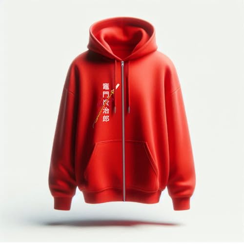 Image of Anime Zipper Hoodie for Men Stylish | Regular Fit Demon - Slayer Printed Hoodie | Cotton Fleece Long Sleeve Zip Up Hoodie Sweatshirts