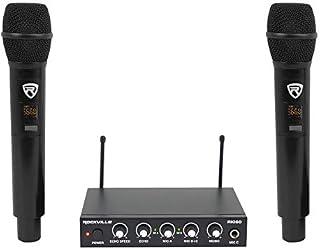 Rockville RKI60 Dual UHF 8 Chan Wireless Microphone Karaoke Interface+Mic Mixer