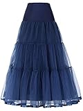 haohuodress donna sottogonna 50s retro gonna lunga di tulle elastico in vita crinoline petticoat