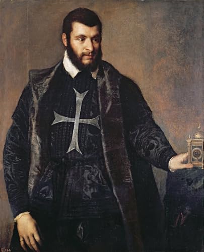 Tableaux peinture sur toile portrait chevalier de Malte par Tiziano Vecelli pour chambre 60x90