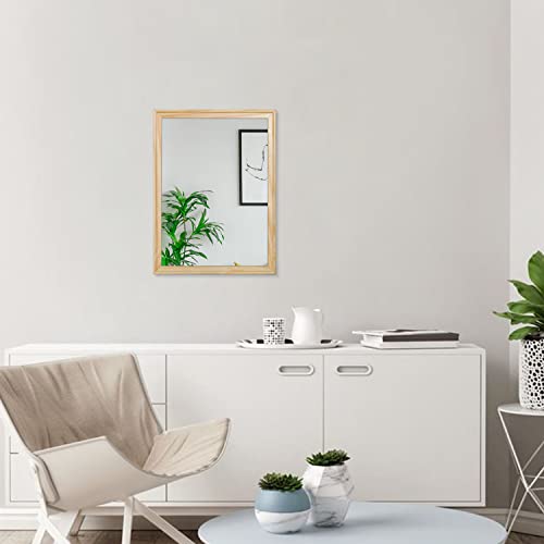 Aazzkang Rustic Mirrors For Wall Rectangle Wood Frame Mirror Farmhouse Bedroom Bathroom Decorative Mirror 16X12 Inch #TOP5