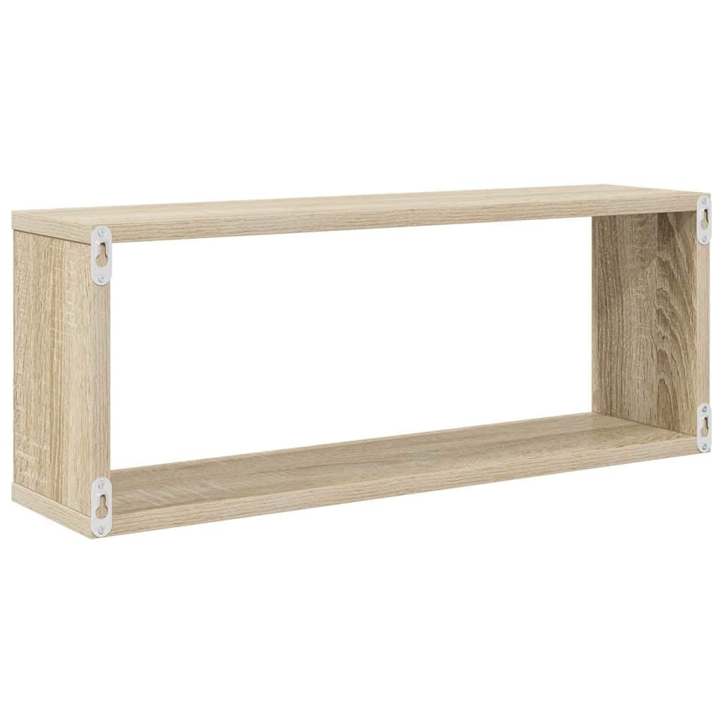 Set di 4 mensole da parete in rovere Sonoma, 60 x 15 x 23 cm, scaffali sospesi in legno, a cubo, per soggiorno e corridoio, scaffali sospesi per libri e decorazioni