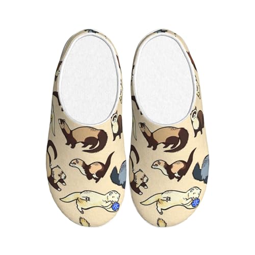 Pantoufles d'hiver furet EdWal pelucheuses et chaudes pour homme et femme